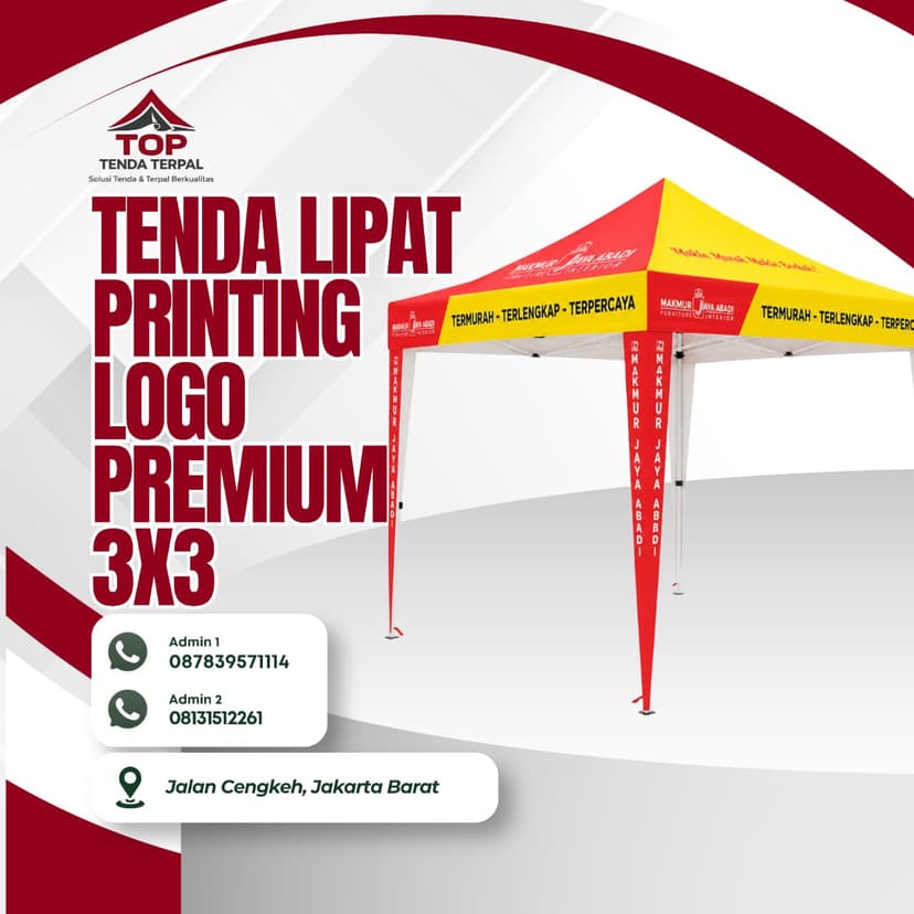 Tenda Lipat Printing Logo Premium 3x3